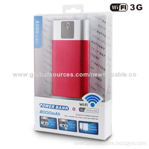3G/Wi-Fi 8,000mAh Power Bank with 5V DC, 800mA, Micro USB